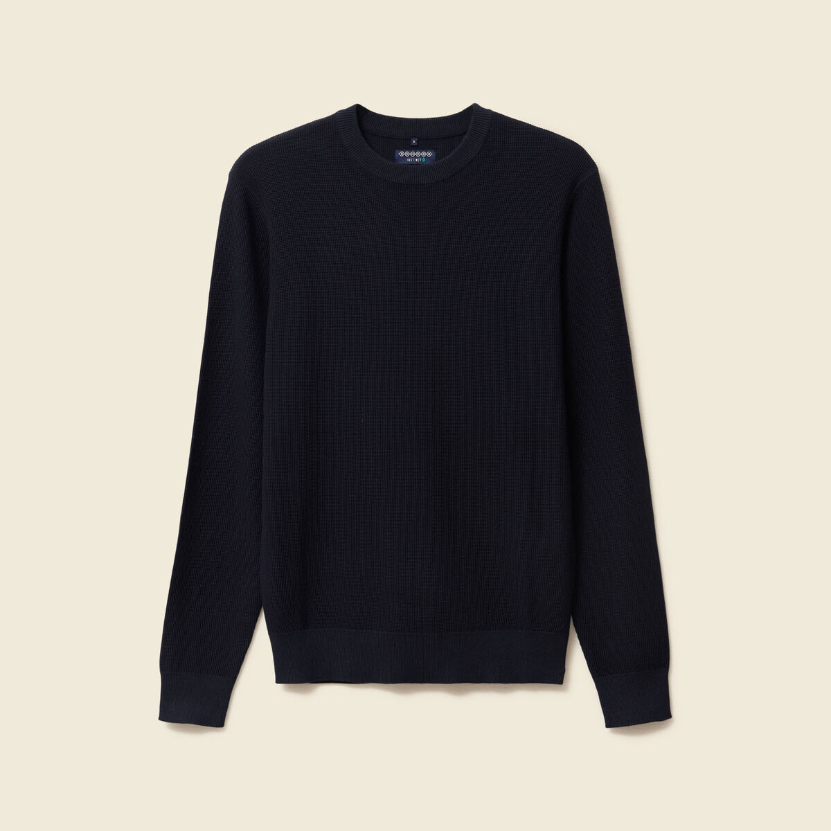 Pull fin col rond manches longues bleu marine homme