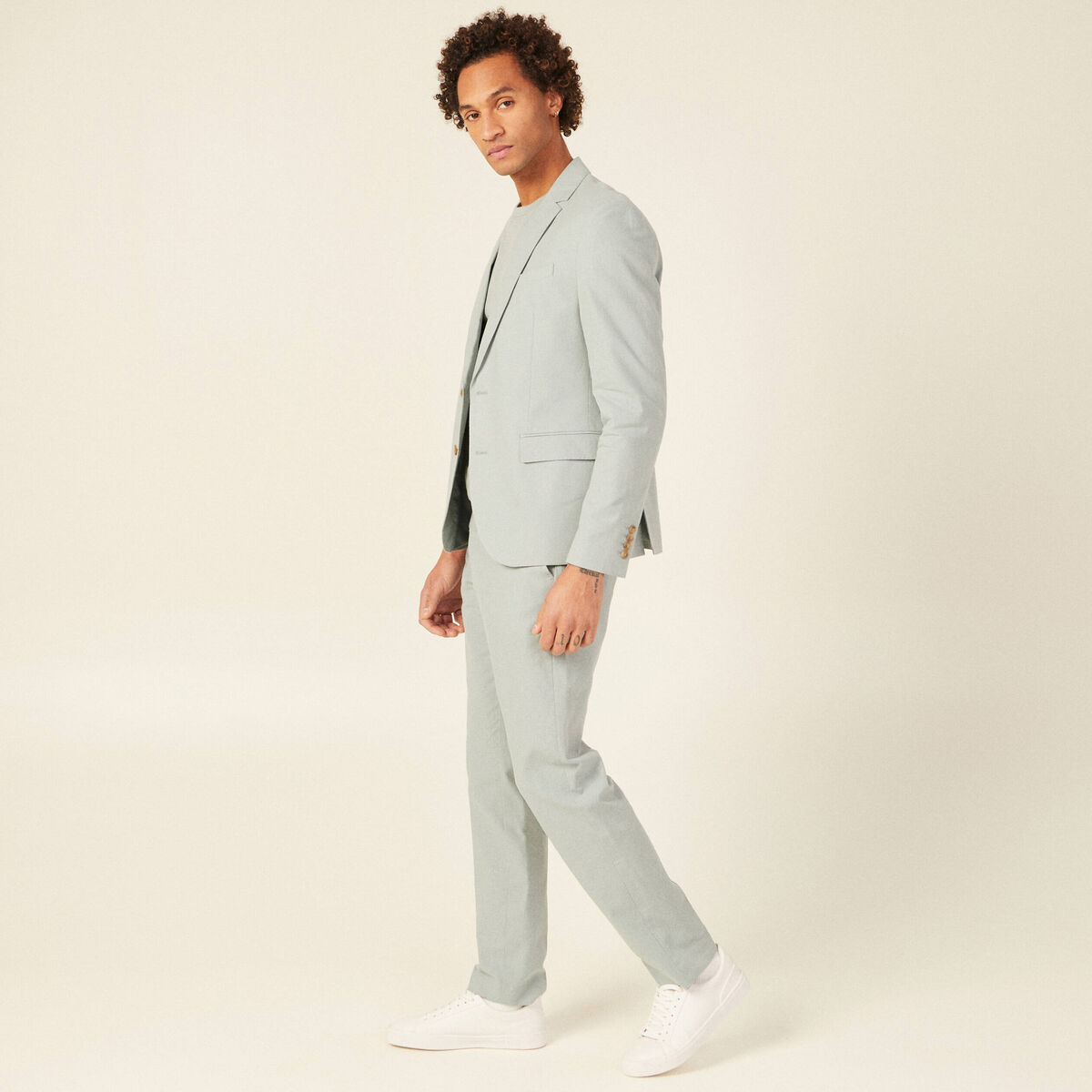 Veste blazer boutonnée bleu gris homme
