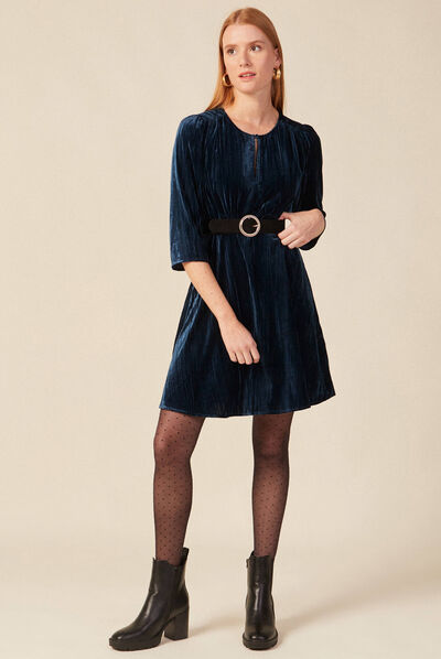 Robe patineuse éco-responsable bleu canard femme
