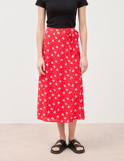 Jupe fluide rouge femme
