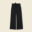 Pantalon large fluide noeud noir femme