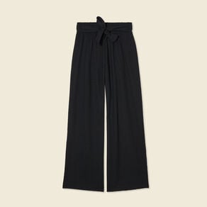 pantalon large fluide noeud noir femme Pantalon large fluide noeud noir femme