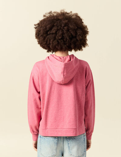 Sweat &agrave; capuche manches longues brillant mauve femme