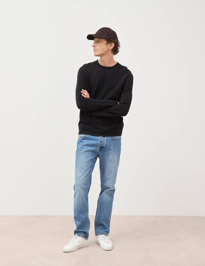 Pull col rond manches longues noir homme