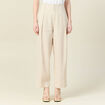 Pantalon large taille haute sable femme
