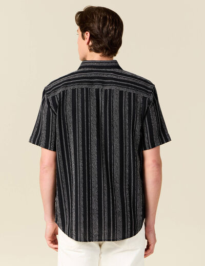 Chemise ray&eacute;e manches courtes noir homme