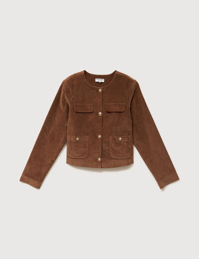 Veste manches longues en velours vieux rose femme