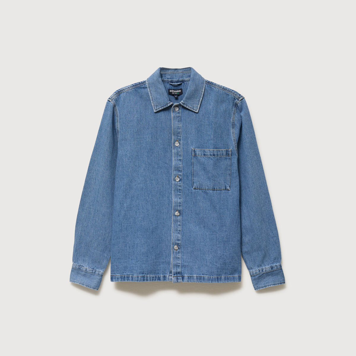 Chemise manches longues en jeans denim bleach homme