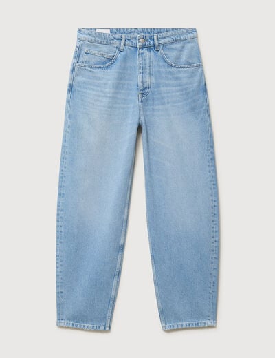 Jeans large longueur 32 en coton denim bleach homme