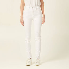 Jeans slim taille haute denim blanc femme