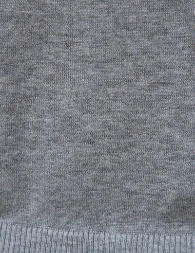 Gilet droit manches longues col rond gris femme