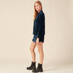 Veste velours éco-responsable bleu canard femme