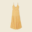 Robe longue évasée à perles jaune femme