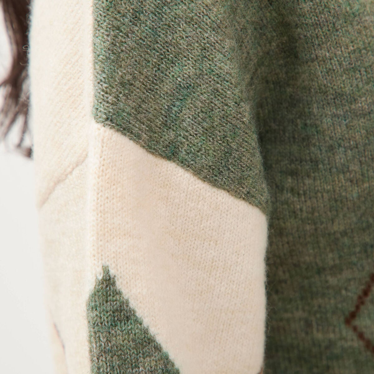 Pull col rond manches longues vert pastel femme