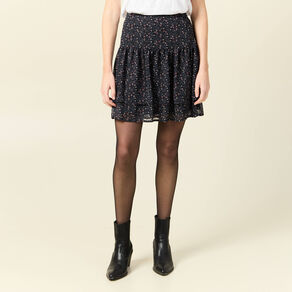jupe evasee a volants noir femme Jupe évasée à volants noir femme