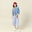 Robe longue évasée ceinturée ecru femme