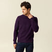 Pull manches longues col rond violet fonc&eacute; homme