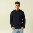 Pull col rond manches longues bleu marine homme