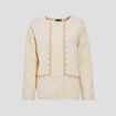 Veste droite boutonn&eacute;e creme femme