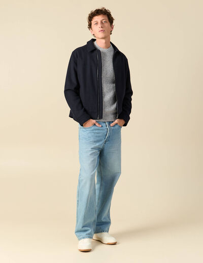Pull manches longues bleu gris homme