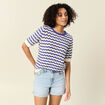 Pull manches courtes bleu electrique femme
