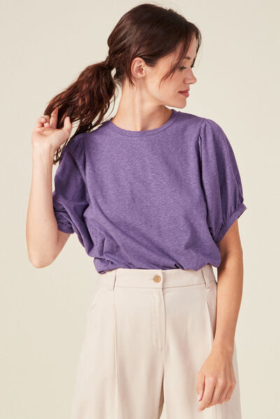 T-shirt manches courtes violet foncé femme