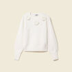 Pull manches longues col rond ecru femme