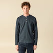 T-shirt cintr&eacute; en coton manches longues bleu gris homme
