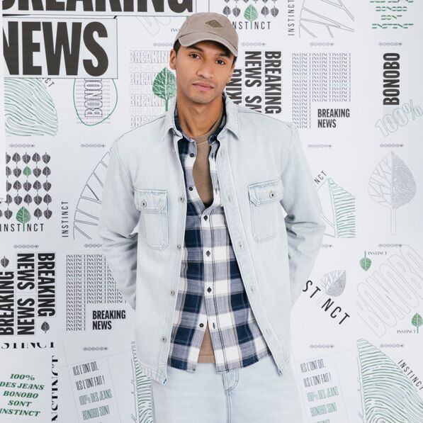 Surchemise en jean denim snow bleach homme