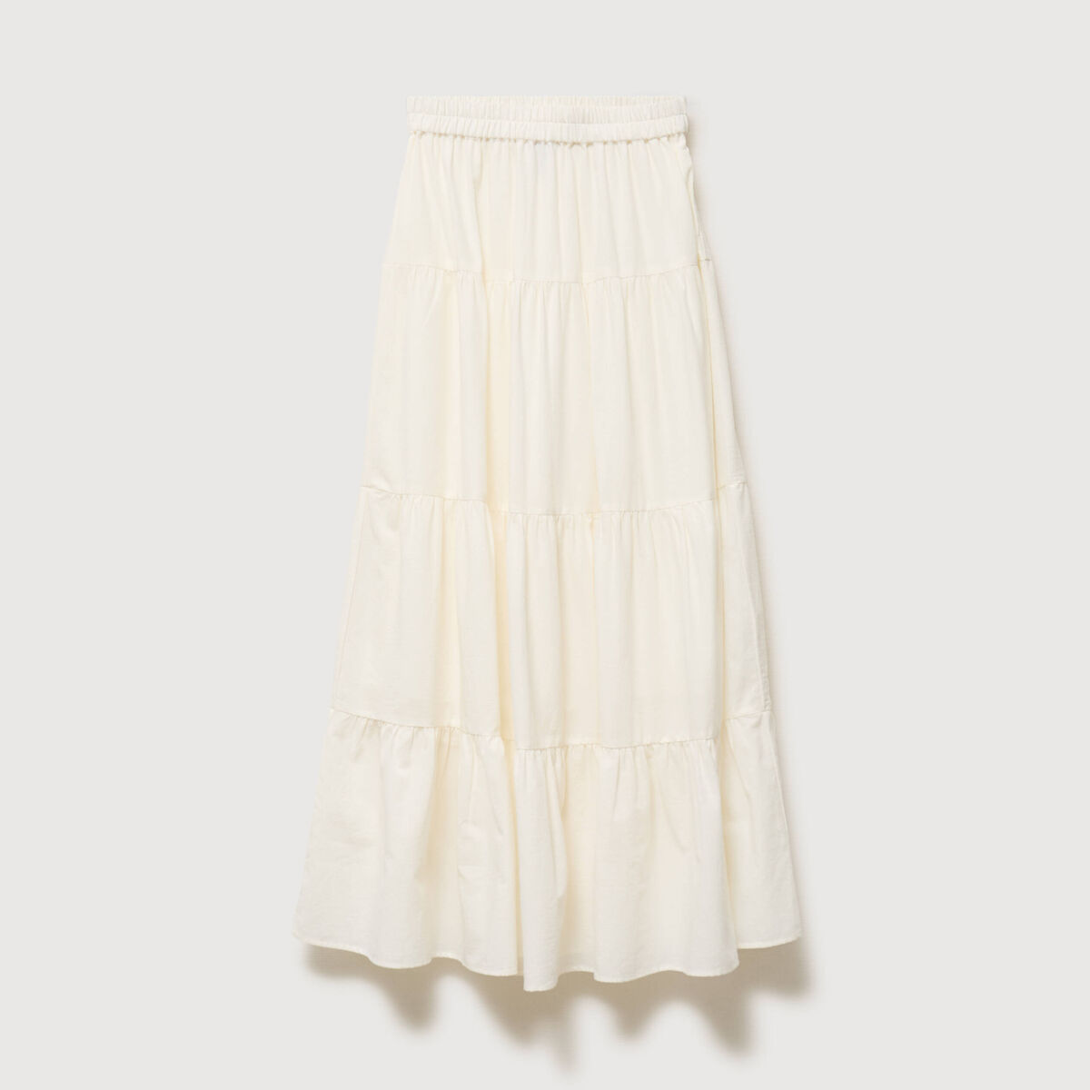 Jupe longue &eacute;vas&eacute;e en coton doubl&eacute;e ecru femme