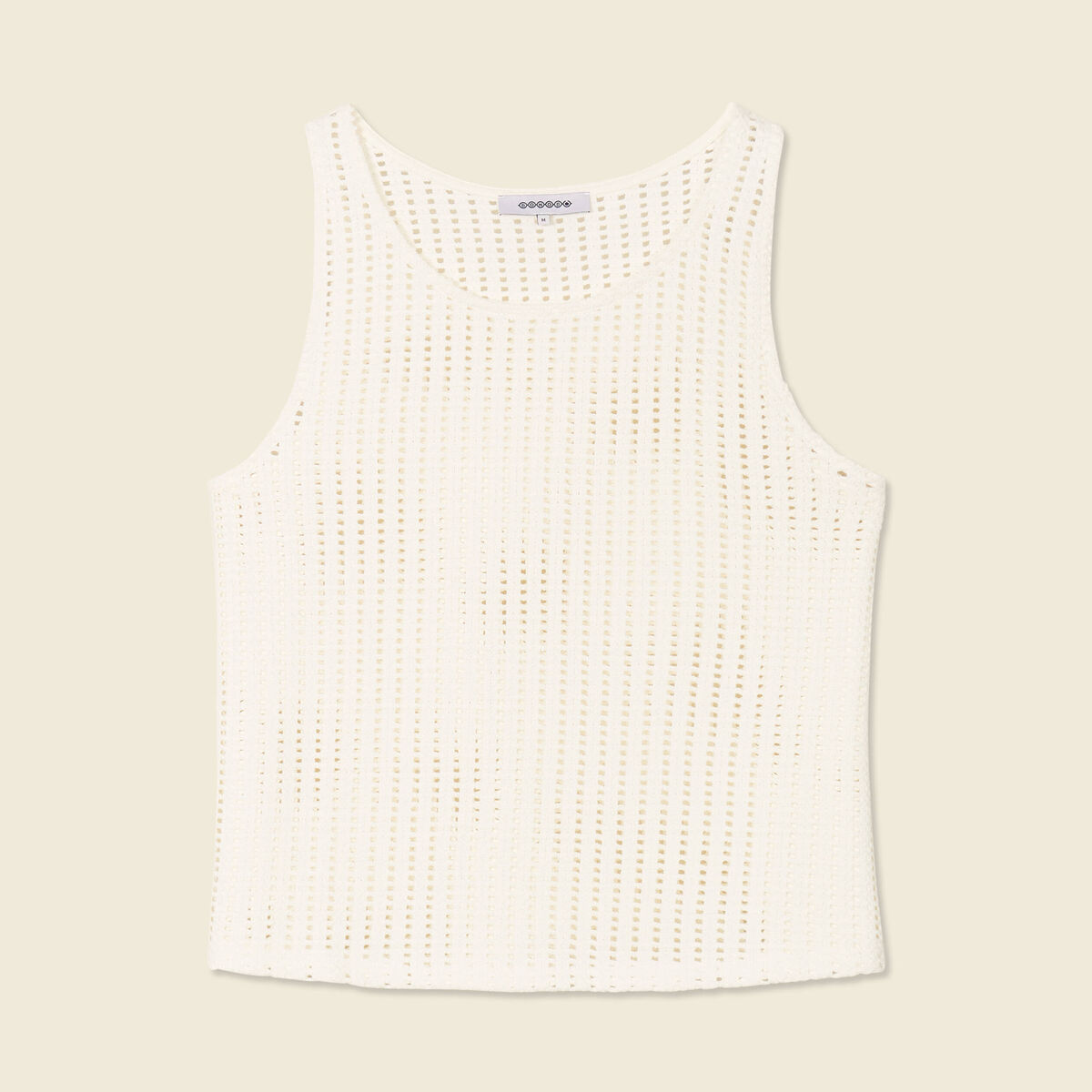 Débardeur sans manches ajouré creme femme
