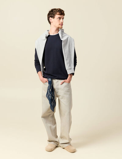 T-shirt manches longues bleu marine homme