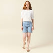 Pull manches courtes ajouré ecru femme