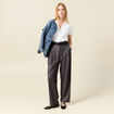 Pantalon large taille haute gris foncé femme