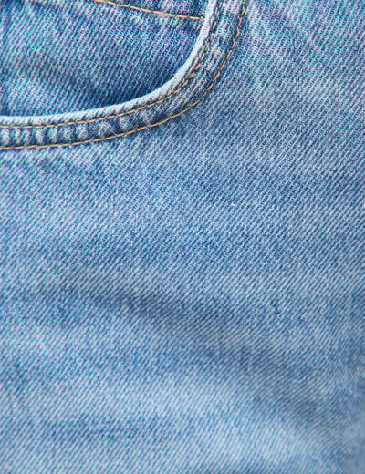 Jeans barrel taille haute broderie denim used femme