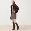 Mini-jupe droite courte marron femme