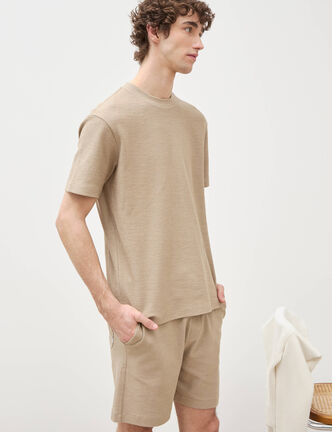 Short droit avec cordon beige homme
