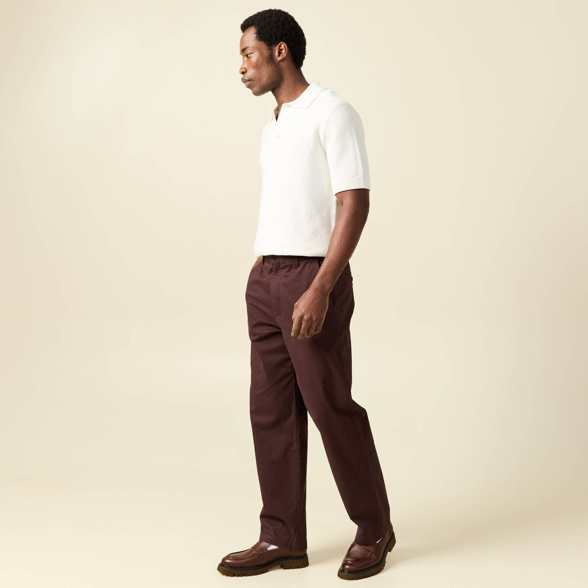 Pantalon marron fonc&eacute; homme
