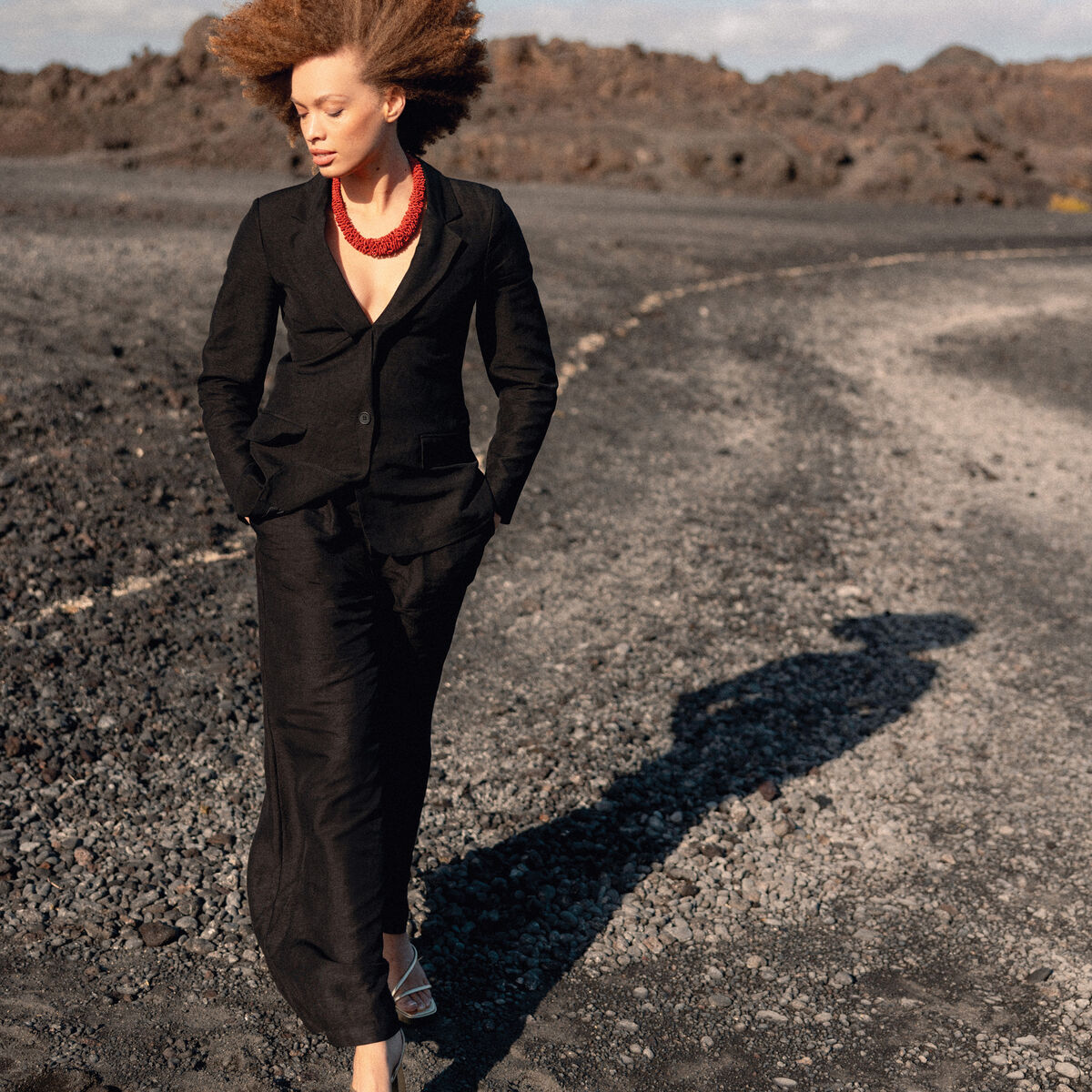 Veste blazer manches longues noir femme
