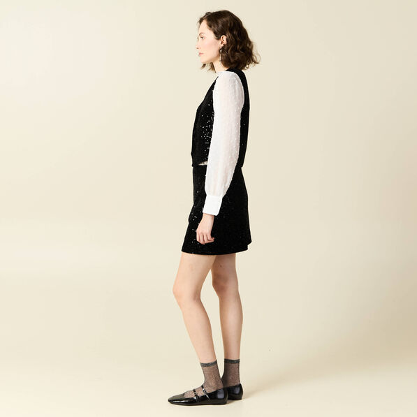 Débardeur sans manches sequins noir femme