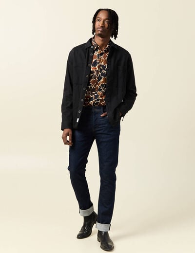 Chemise manches longues marron homme