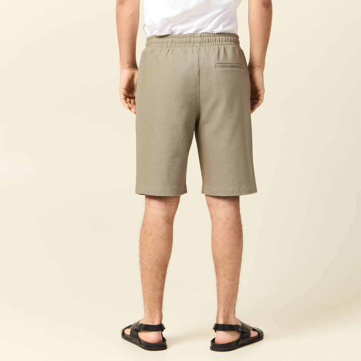 Bermuda droit élastiqué vert kaki homme