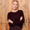 Pull manches longues sequins noir femme