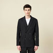 Blazer cintr&eacute; manches longues doubl&eacute; noir homme