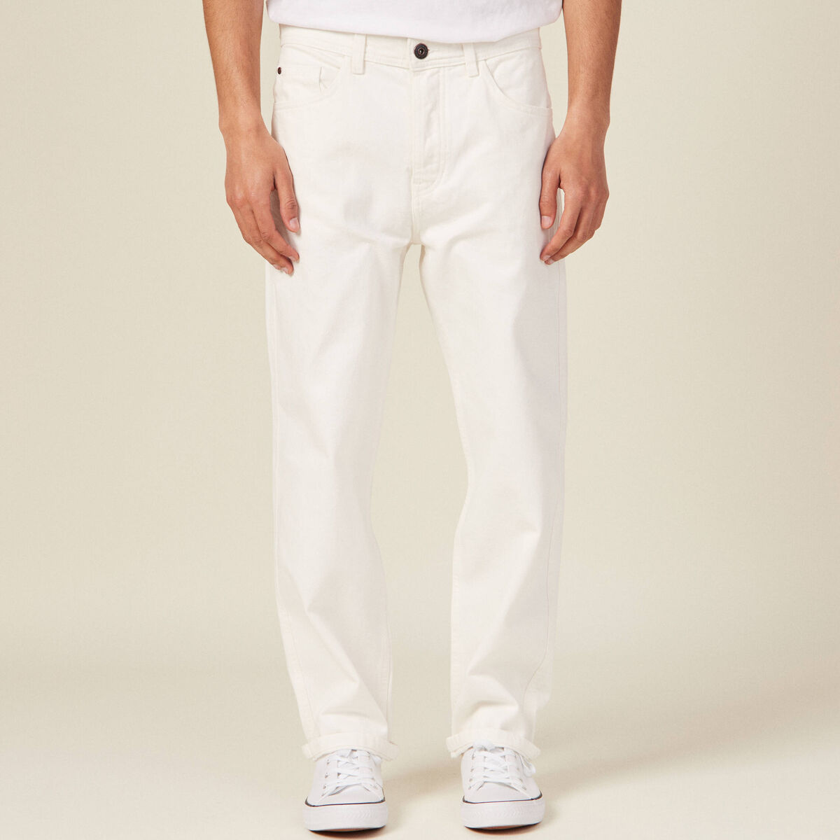 Jeans relaxed 5 poches denim blanc homme