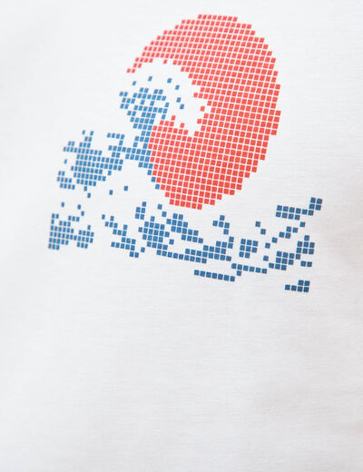 T-shirt droit en coton manches courtes blanc homme