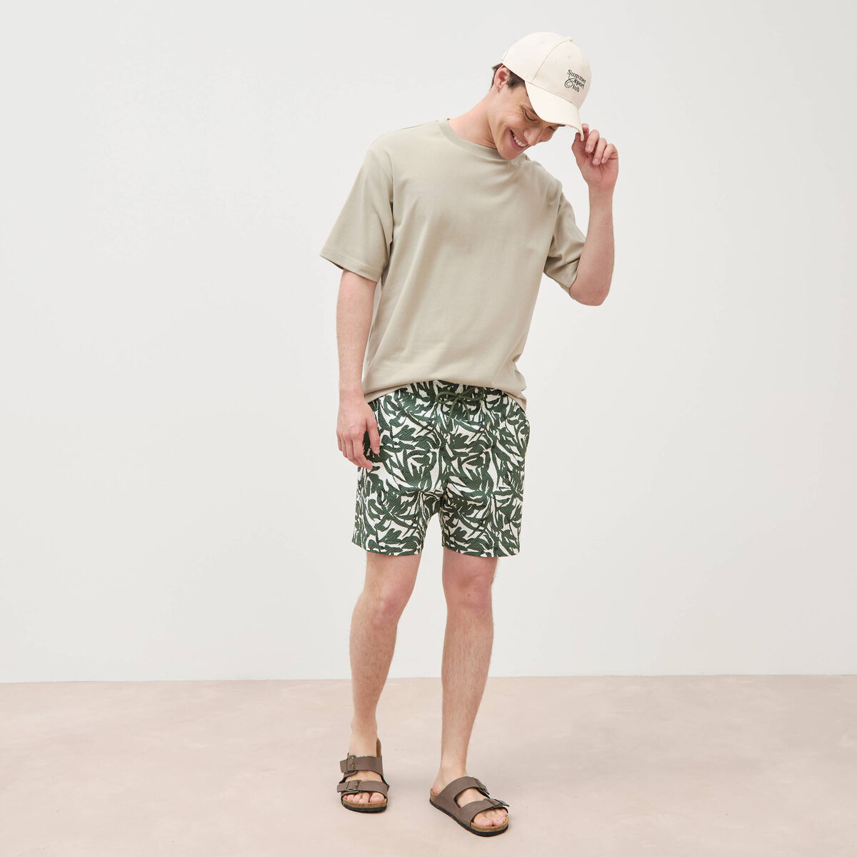 Maillot de bain doubl&eacute; vert kaki homme