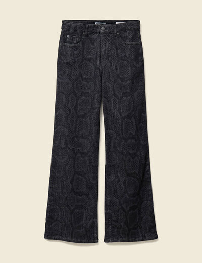 Pantalon wide large taille haute gris fonc&eacute; femme