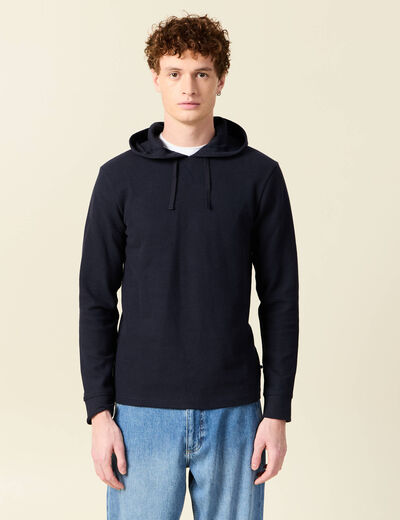 T-shirt à capuche bleu marine homme