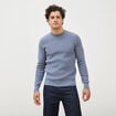 Pull manches longues col rond bleu gris homme